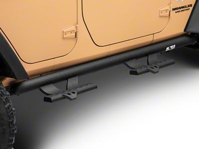 V Signature Side Step Bars; Black (07-18 Jeep Wrangler JK 4-Door)