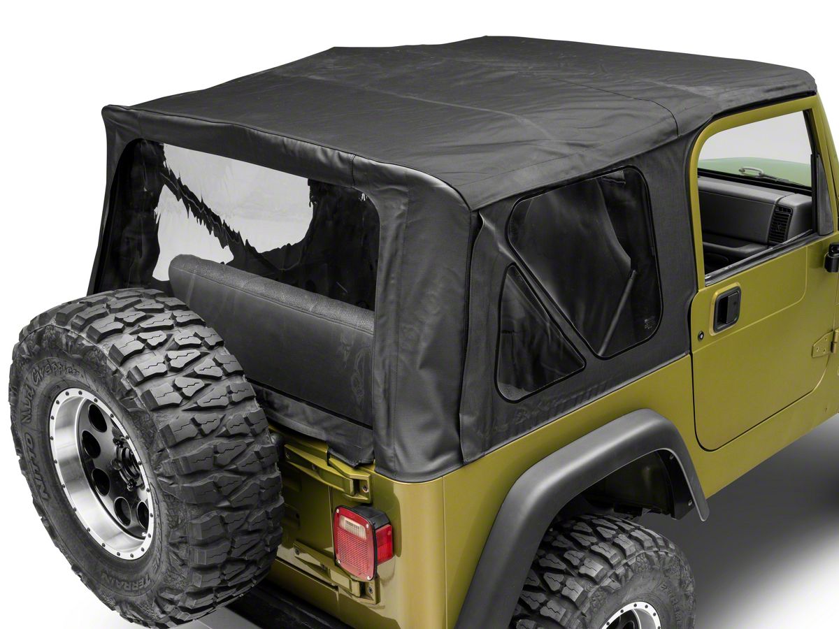 MasterTop Jeep Wrangler Replacement Top w/ Door Skins - Clear Glass - Black  Diamond 15110235 (97-06 Jeep Wrangler TJ, Excluding Unlimited)