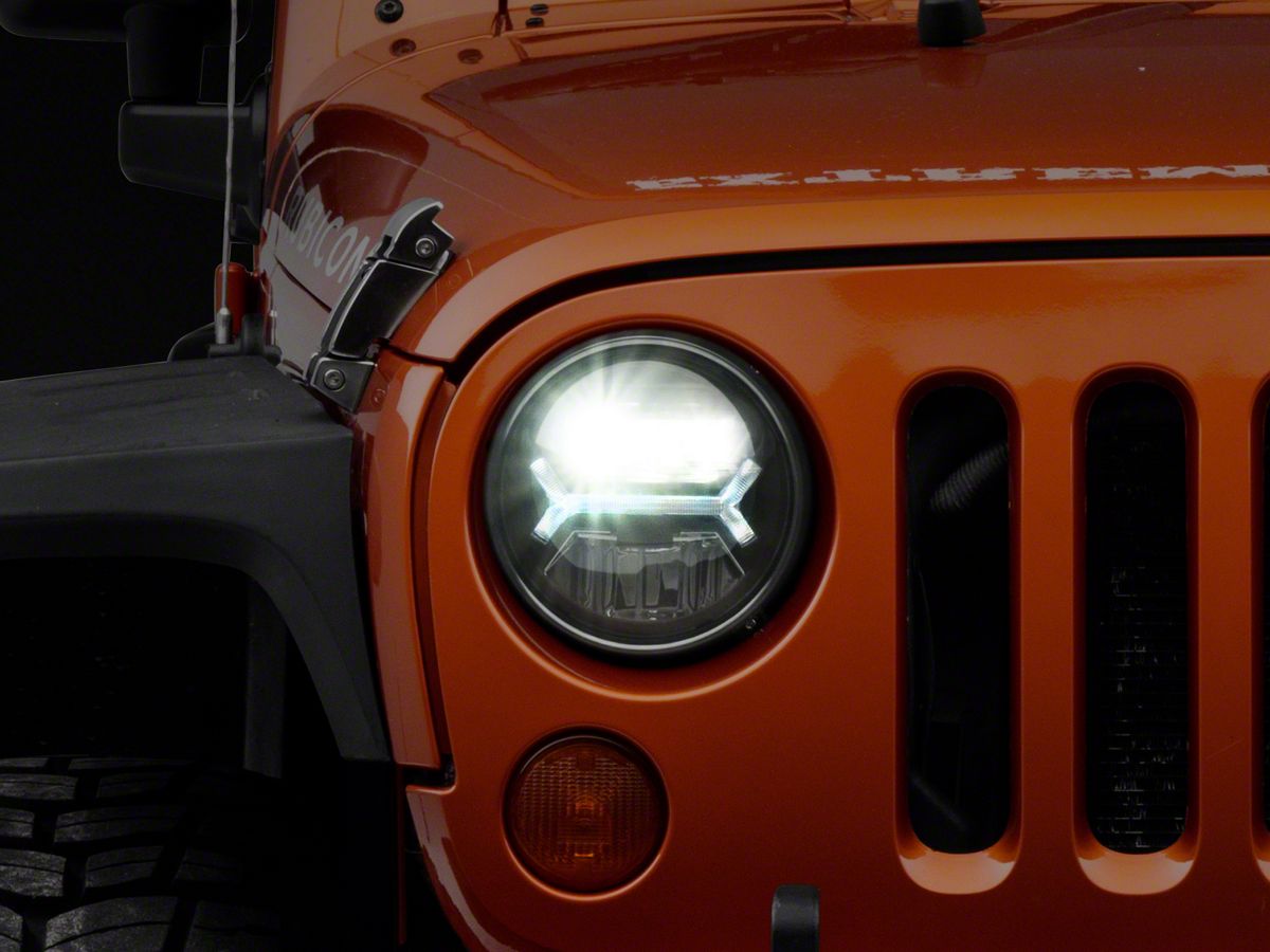 Raxiom Jeep Wrangler LED Halo Headlights; Black J123773 (07-18