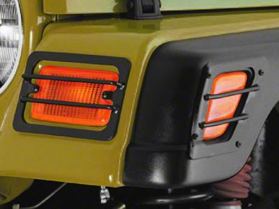Rugged Ridge Euro Turn Signal and Side Marker Light Guards; Black (97-06 Jeep Wrangler TJ)