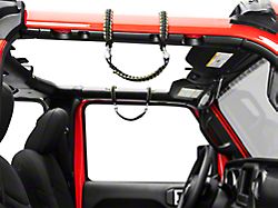 RedRock Front Rollbar Paracord Grab Handles with D-Rings; Black and OD Green (07-23 Jeep Wrangler JK & JL)