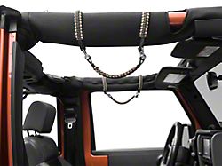 RedRock Front Rollbar Paracord Grab Handles with D-Rings; OD Green and Tan (07-18 Jeep Wrangler JK)
