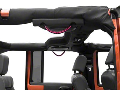 RedRock Rear Soundbar Paracord Grab Handles; Black and Pink (07-18 Jeep Wrangler JK 4-Door)