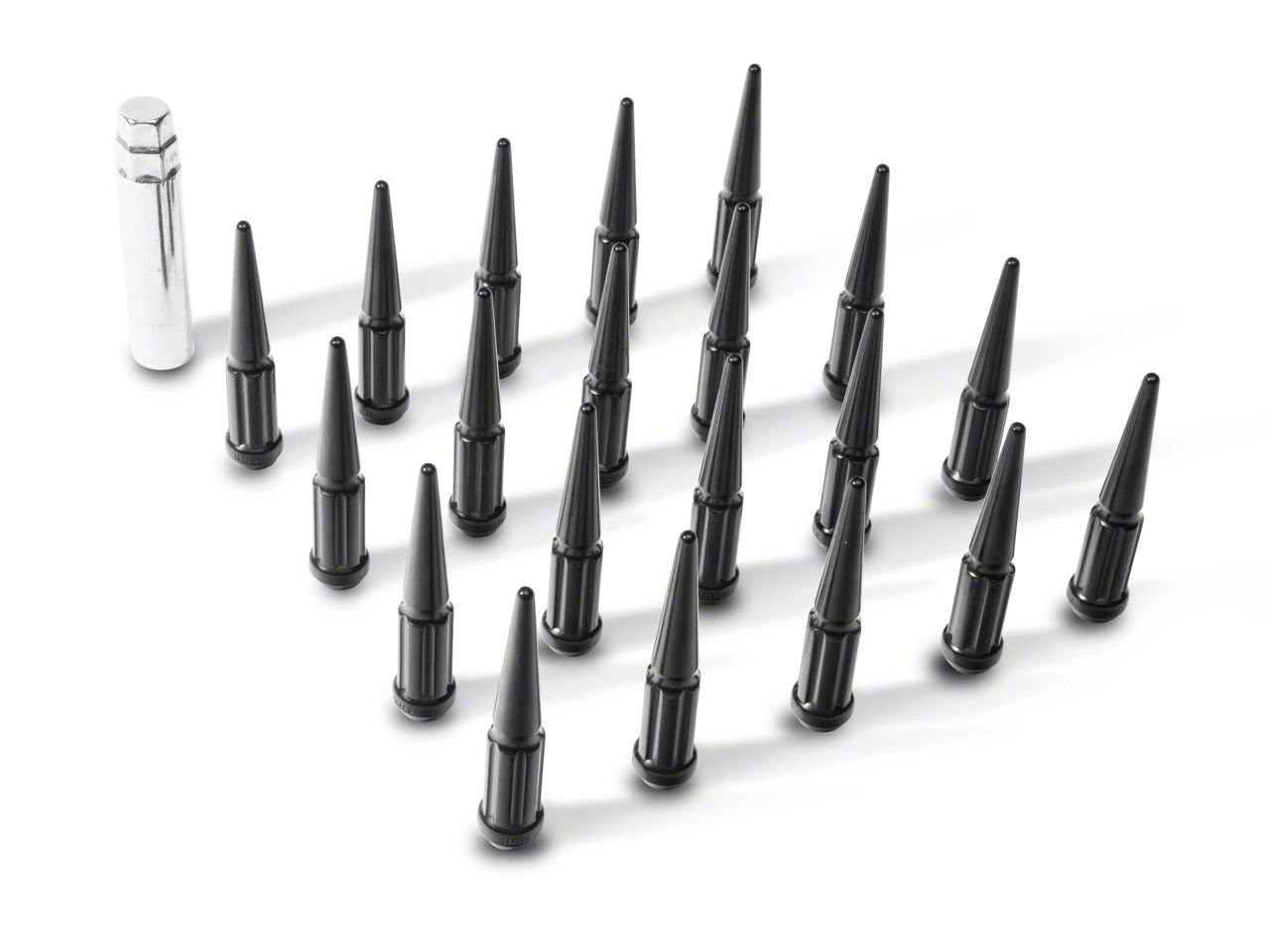 Jeep Gladiator Black Spike Lug Nut Kit; 14mm x 1.5; Set of 20 (2024