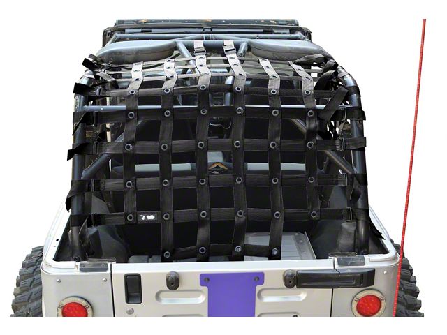 Steinjager Rear Teddy Top Premium Cargo Net; Black (04-06 Jeep Wrangler TJ Unlimited)