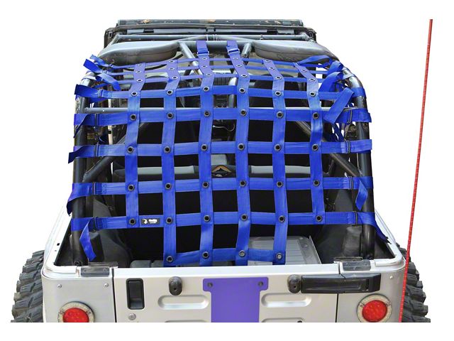 Steinjager Rear Teddy Top Premium Cargo Net; Blue (04-06 Jeep Wrangler TJ Unlimited)
