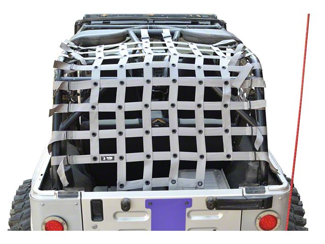 Steinjager Rear Teddy Top Premium Cargo Net; Gray (04-06 Jeep Wrangler TJ Unlimited)
