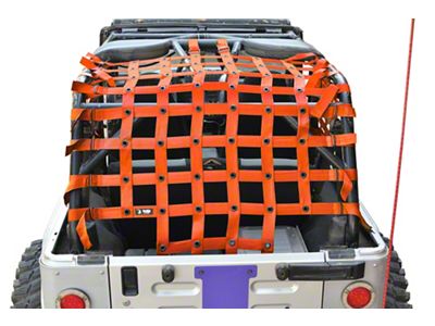 Steinjager Rear Teddy Top Premium Cargo Net; Orange (04-06 Jeep Wrangler TJ Unlimited)