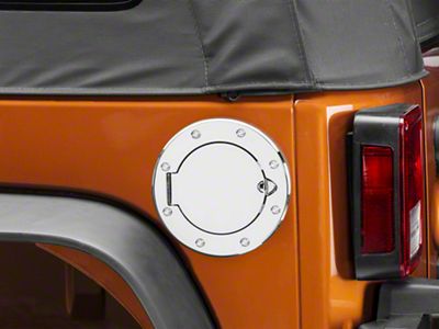 Rugged Ridge Non-Locking Fuel Door Cover; Chrome (07-18 Jeep Wrangler JK)