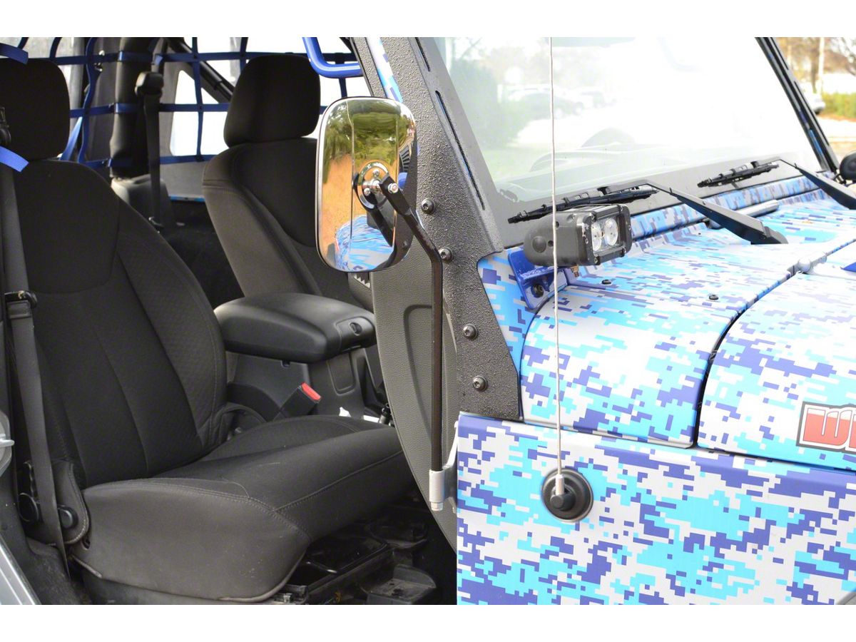 Steinjager Jeep Wrangler Door Hinge Mounted Mirrors Black