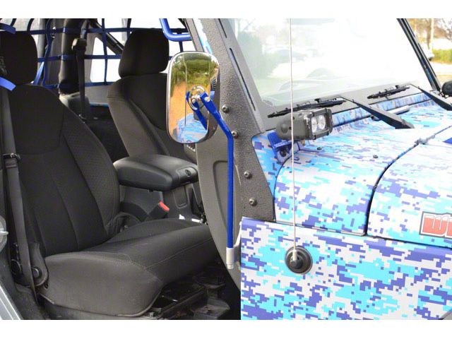 Steinjager Door Hinge Mounted Mirrors; Playboy Blue (07-18 Jeep Wrangler JK)