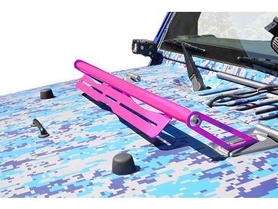 Steinjager LED Light Bar Hood Hinge Mounting Brackets; Hot Pink (07-18 Jeep Wrangler JK)