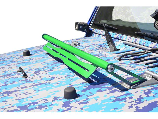 Steinjager LED Light Bar Hood Hinge Mounting Brackets; Neon Green (07-18 Jeep Wrangler JK)