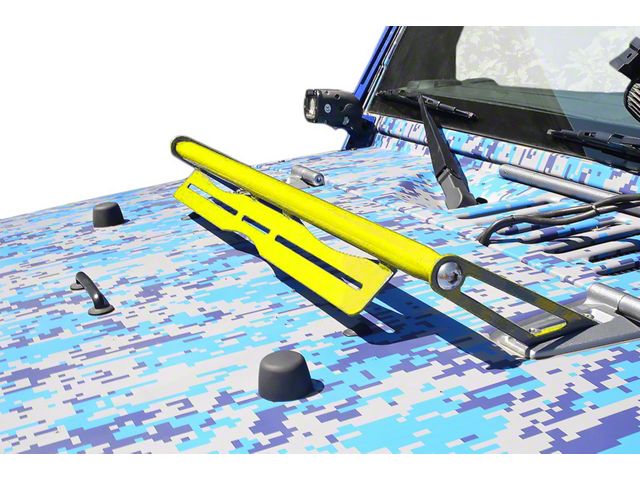 Steinjager LED Light Bar Hood Hinge Mounting Brackets; Neon Yellow (07-18 Jeep Wrangler JK)