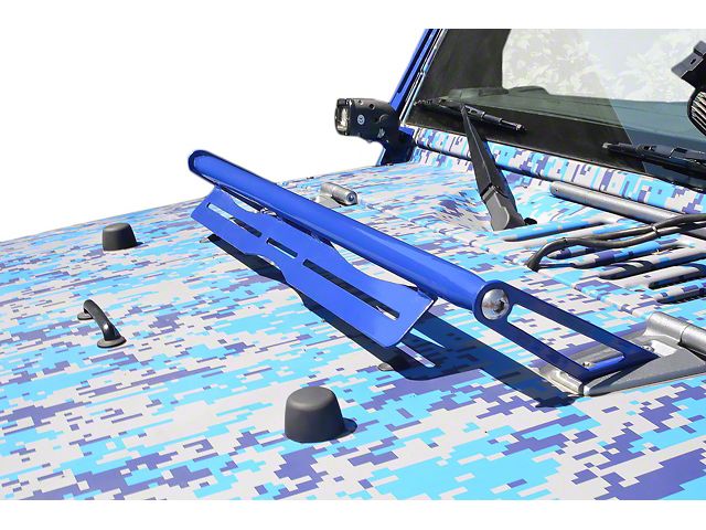 Steinjager LED Light Bar Hood Hinge Mounting Brackets; Playboy Blue (07-18 Jeep Wrangler JK)