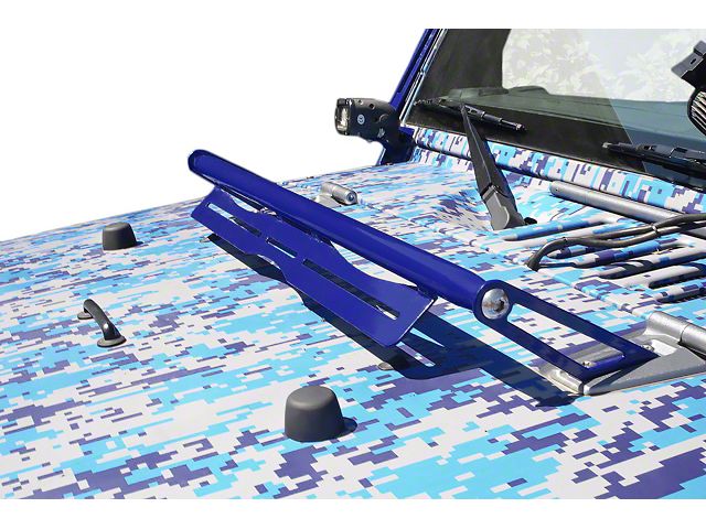 Steinjager LED Light Bar Hood Hinge Mounting Brackets; Southwest Blue (07-18 Jeep Wrangler JK)