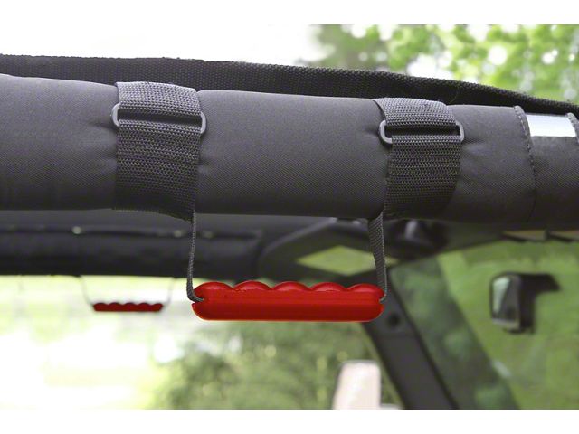 Steinjager Roll Bar Wrap Around Grab Handle Kit; Red (07-18 Jeep Wrangler JK)