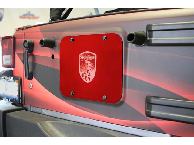 Steinjager Spare Tire Carrier Delete Plate; Red Baron (07-18 Jeep Wrangler JK)