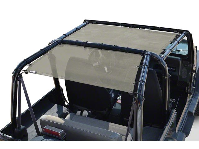 Steinjager Teddy Top Front Seat Solar Screen Cover; Tan (87-95 Jeep Wrangler YJ)