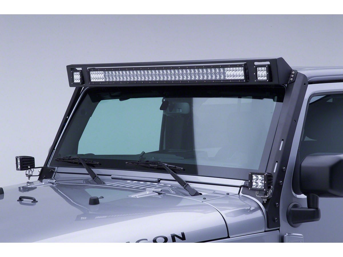 Jeep Wrangler WLF Windshield Light Frame for 40-Inch LED Light Bar and Two  3-Inch Cube Lights (07-18 Jeep Wrangler JK)