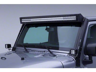 Go Rhino 50-Inch LED Light Bar Windshield Light Mount Frame; Textured Black (07-18 Jeep Wrangler JK)
