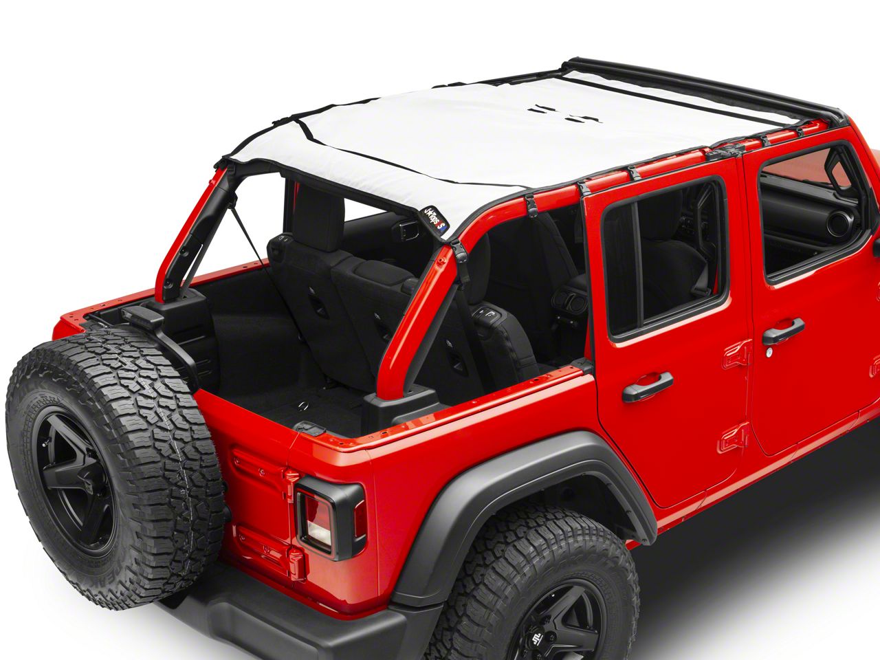 JTopsUSA Jeep Wrangler Mesh Shade Top; White SAF-SOLID-JLU-WHITE (18-22 ...