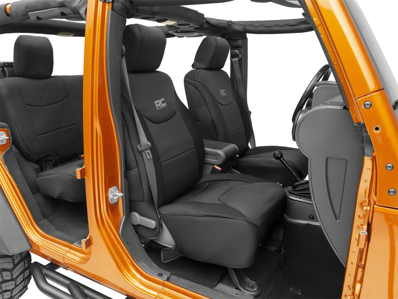 Rough Country Jeep Wrangler Neoprene Seat Covers Black J125752 08 18 Jk 4 Door - Orange Jeep Wrangler Seat Covers