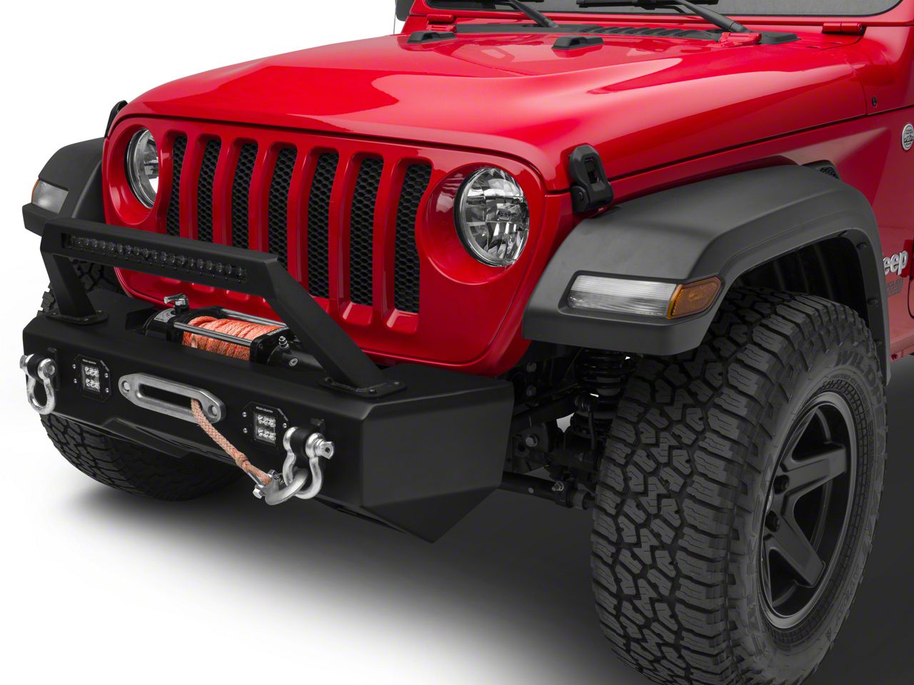 Rough Country Jeep Wrangler Black Series LED Stubby Winch Front Bumper ...