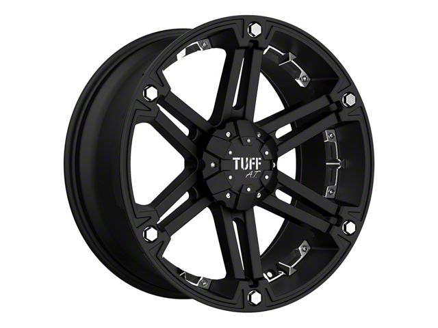 Tuff A.T. T01 Flat Black with Chrome Inserts Wheel; 15x8 (87-06 Jeep Wrangler YJ & TJ)