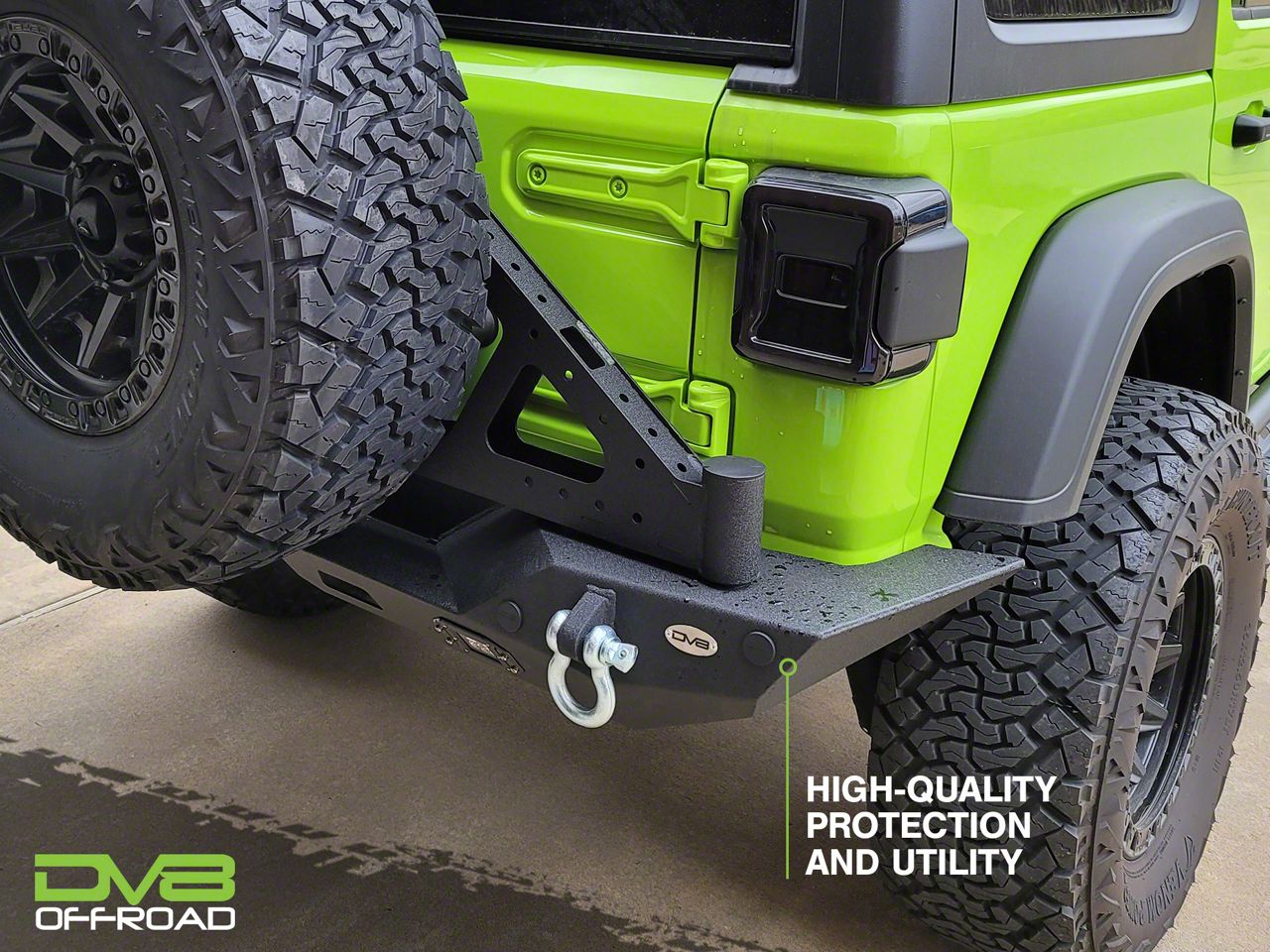DV8 Offroad Jeep Wrangler Full Length Rear Bumper with LED Lights RBJL-01  (18-23 Jeep Wrangler JL) Free Shipping