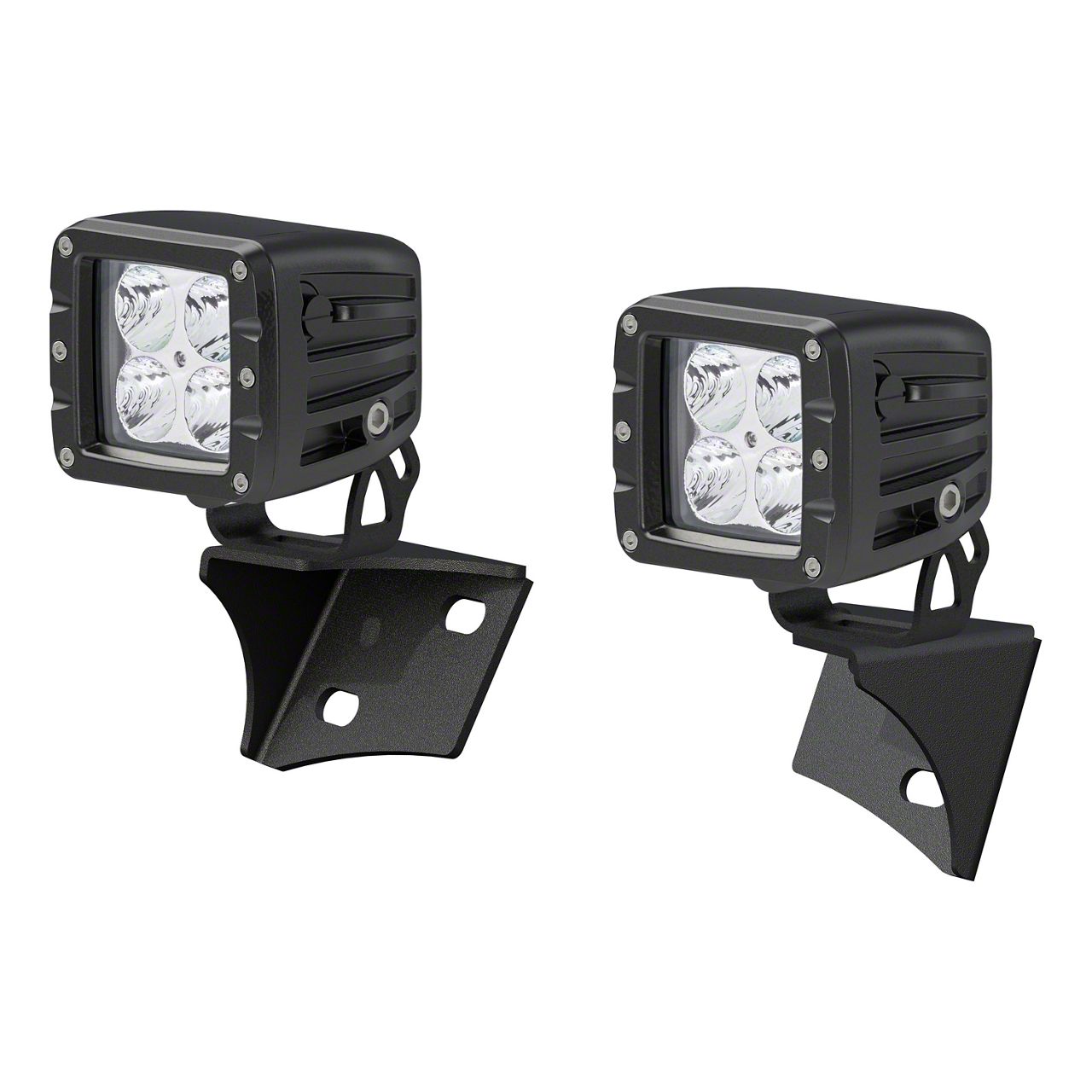 Jeep Wrangler 2-Inch LED Cube Lights with Windshield Mounting Brackets ...