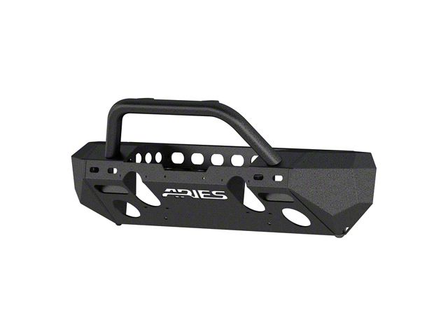TrailChaser Steel Mid-Width Front Bumper with Center Brush Guard; Textured Black (07-18 Jeep Wrangler JK)
