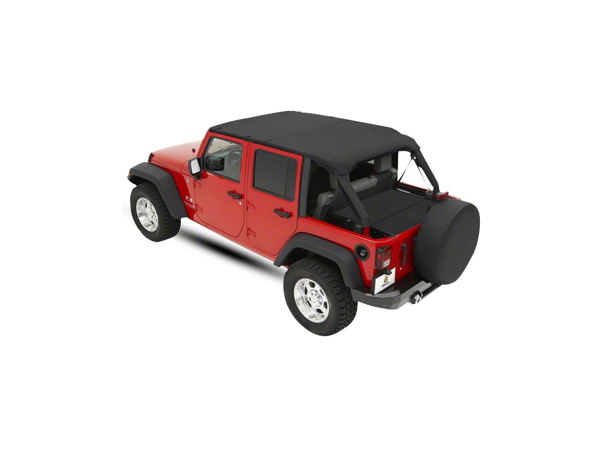 Bestop Jeep Wrangler Safari-Style Header Bikini Top; Black Diamond 52581-35  (07-09 Jeep Wrangler JK 4-Door) - Free Shipping