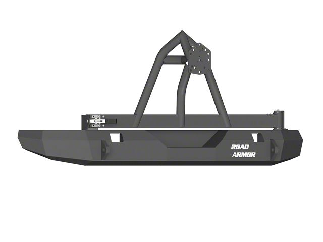Road Armor Stealth Rear Bumper with Tire Carrier; Satin Black (07-18 Jeep Wrangler JK)
