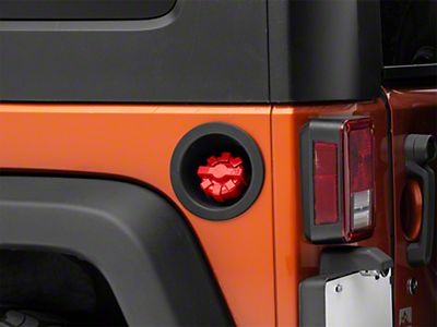 Rugged Ridge Jeep Wrangler Elite Fuel Cap; Red Aluminum  (01-18 Jeep  Wrangler TJ & JK) - Free Shipping
