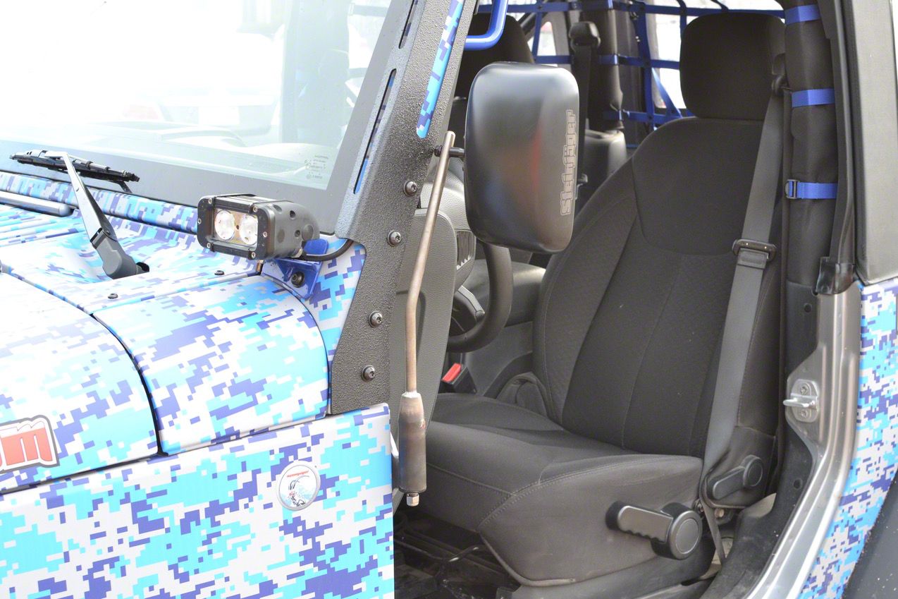 Steinjager Jeep Wrangler Door Hinge Mounted Mirrors; Bare Metal