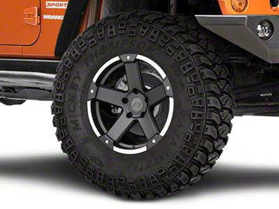 Rovos Wheels Danakil Matte Black with Machined Lip Wheel; 17x9 (99-04 Jeep Grand Cherokee WJ)