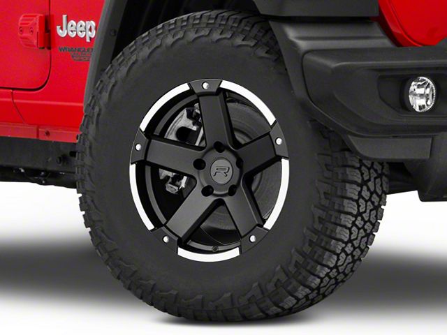 Rovos Wheels Danakil Matte Black with Machined Lip Wheel; 17x9 (18-24 Jeep Wrangler JL)