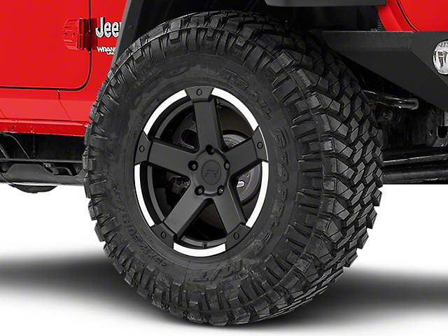 Rovos Wheels Danakil Charcoal with Machined Lip Wheel; 17x9 (18-23 Jeep Wrangler JL)