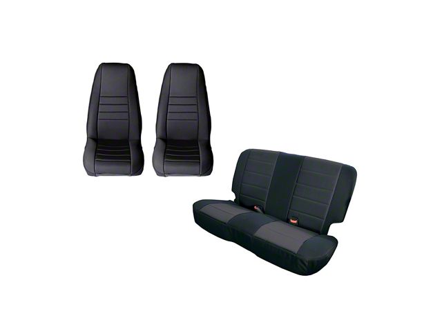 Rugged Ridge Front and Rear Seat Covers; Black (87-90 Jeep Wrangler YJ)