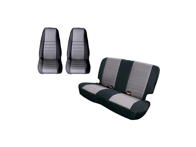 Rugged Ridge Front and Rear Seat Covers; Black/Gray (87-90 Jeep Wrangler YJ)