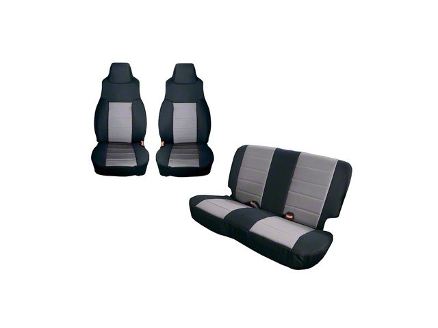 Rugged Ridge Front and Rear Seat Covers; Black/Gray (91-95 Jeep Wrangler YJ)