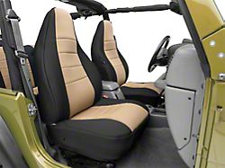 Rugged Ridge Front and Rear Seat Covers; Black/Tan (97-02 Jeep Wrangler TJ)