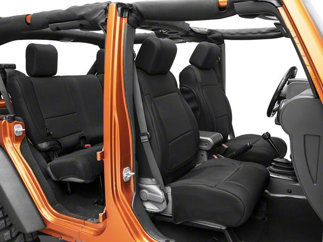 Rugged Ridge Front and Rear Seat Covers; Black (07-18 Jeep Wrangler JK 4-Door)