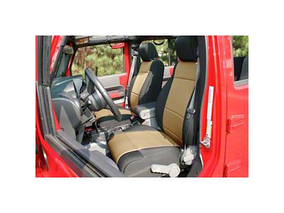 Rugged Ridge Front and Rear Seat Covers; Black/Tan (11-18 Jeep Wrangler JK 2-Door)