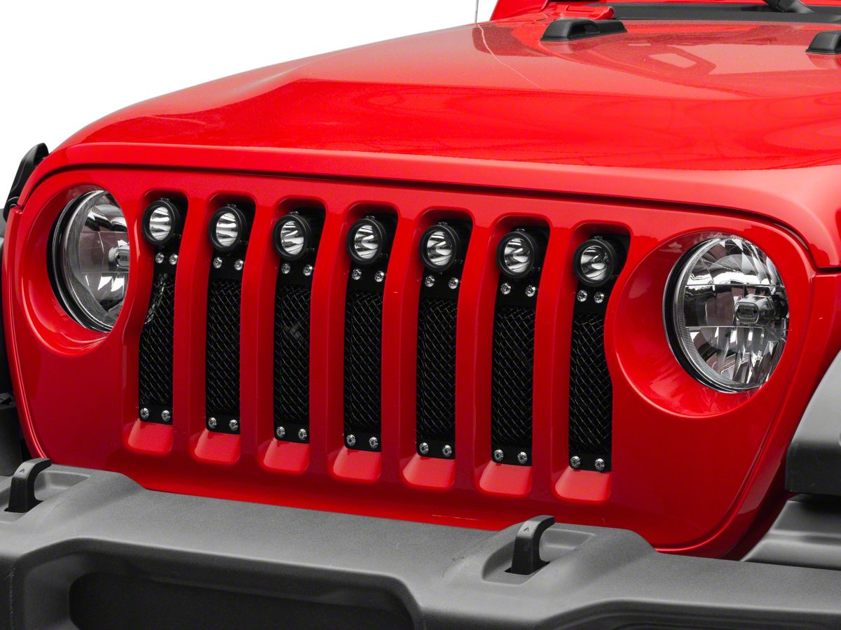 T-REX Grilles Jeep Wrangler Torch Series Grille Insert with Chrome Studs  and LED Lights; Black 6314931 (18-23  Jeep Wrangler JL) - Free Shipping