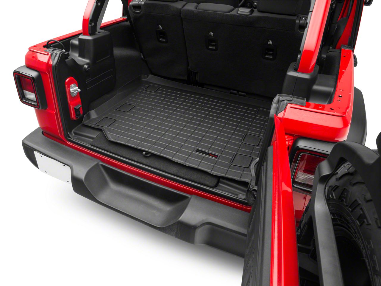 Weathertech DigitalFit Cargo Liner; Black (18-23 Jeep Wrangler JL 4-Door w/  Subwoofer & Flat Load Floor, Excluding 4xe)