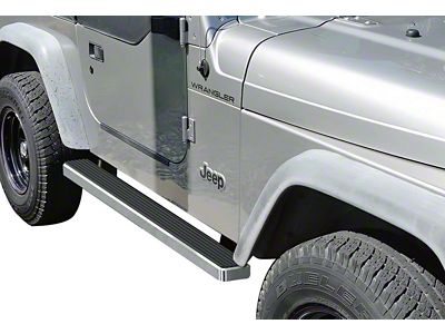 4-Inch iStep Running Boards; Hairline Silver (87-06 Jeep Wrangler YJ & TJ, Excluding Unlimited)