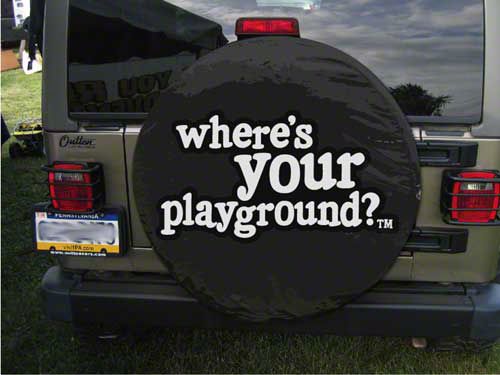 Jeep Wrangler Where's Your Playground Spare Tire Cover (66-18 Jeep CJ5,  CJ7, Wrangler YJ, TJ  JK)