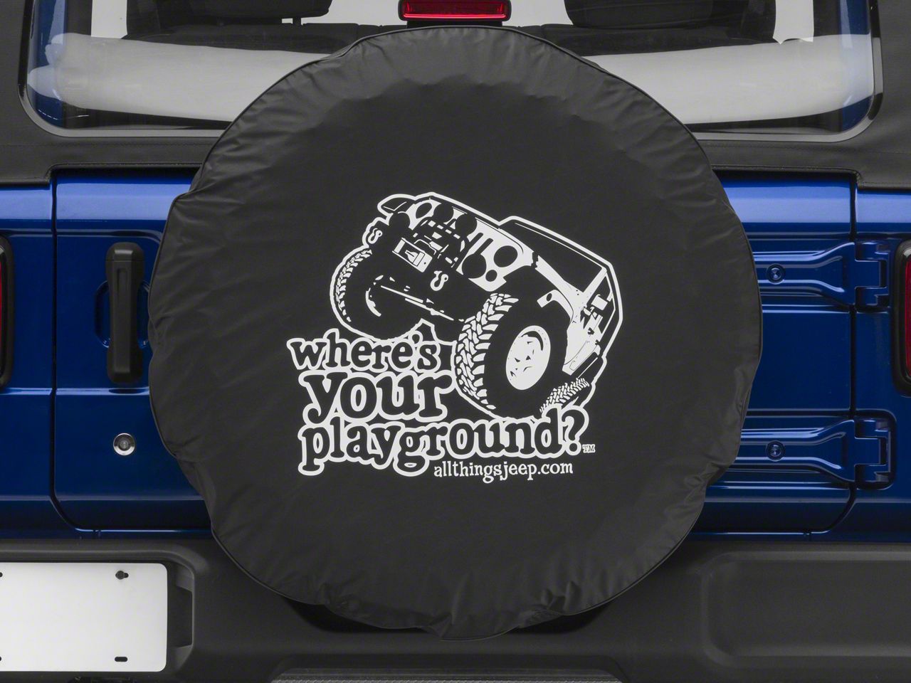 Jeep Wrangler Where's Your Playground with Jeep Spare Tire Cover (66-18  Jeep CJ5, CJ7, Wrangler YJ, TJ  JK)